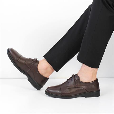 Erkek Kahverengi Bağcıklı Deri Günlük Ayakkabı