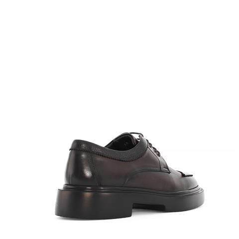 Erkek Kahverengi Bağcıklı Kalın Tabanlı Deri Günlük Ayakkabı