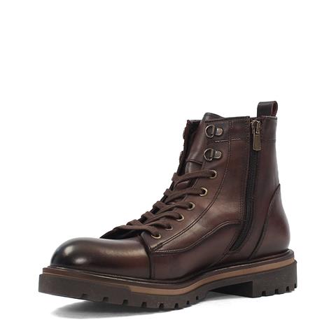 Erkek Kahverengi Bağcıklı Fermuarlı Deri Bot