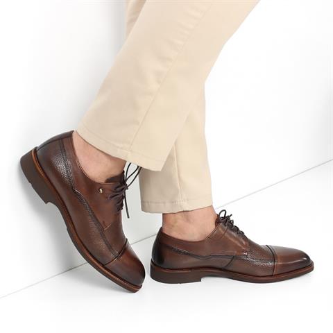 Erkek Kahverengi Bağcıklı Deri Klasik Ayakkabı