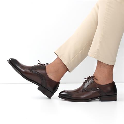 Erkek Kahverengi Bağcıklı Deri Klasik Ayakkabı