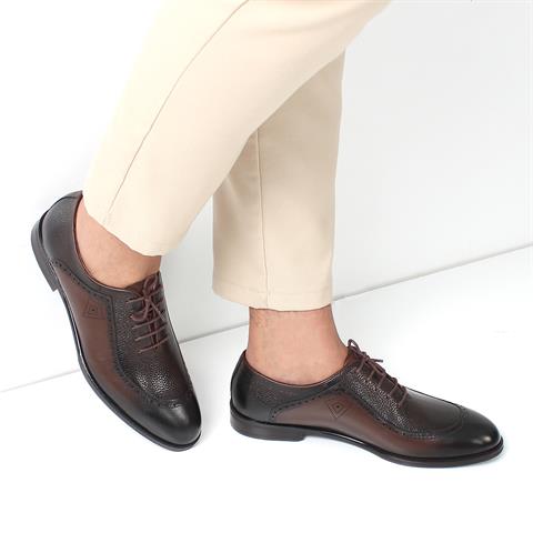 Erkek Kahverengi Bağcıklı Deri Klasik Ayakkabı