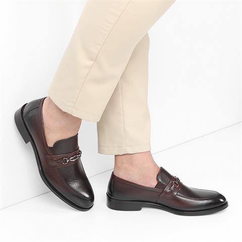 Erkek Kahverengi Deri Loafer