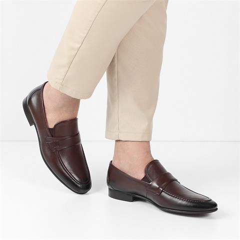 Erkek Kahverengi Deri Loafer