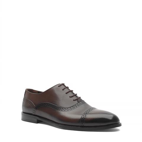 Erkek Kahverengi Bağcıklı Deri Klasik Ayakkabı