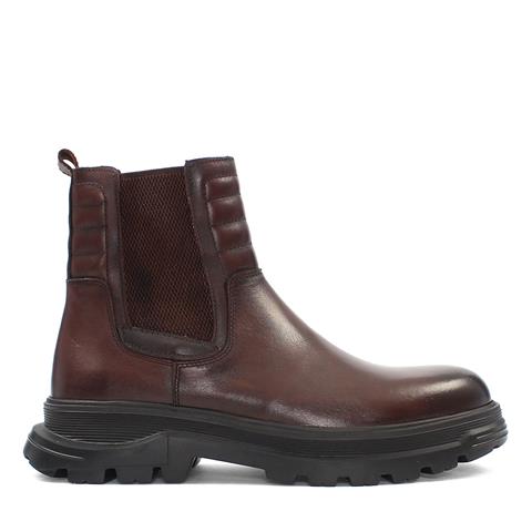 Erkek Kahverengi Deri Chelsea Bot
