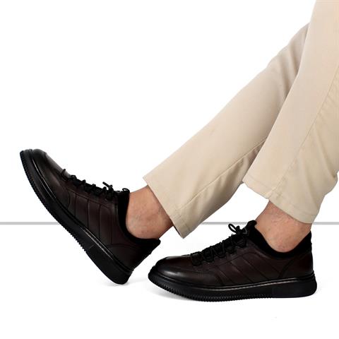 Erkek Kahverengi Bağcıklı Deri Günlük Ayakkabı