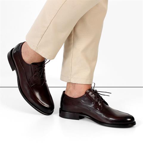 Erkek Kahverengi Bağcıklı Deri Klasik Ayakkabı
