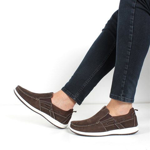 Erkek Kahverengi Nubuk Deri Loafer