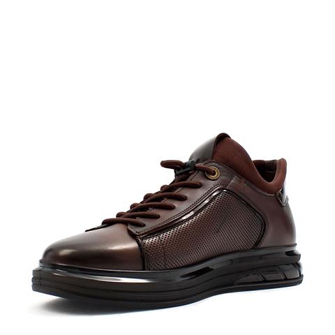 Erkek Kahverengi Bağcıklı Kalın Tabanlı Deri Sneaker