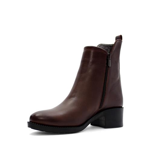 Kadın Kahverengi Çift Fermuarlı Deri Bot