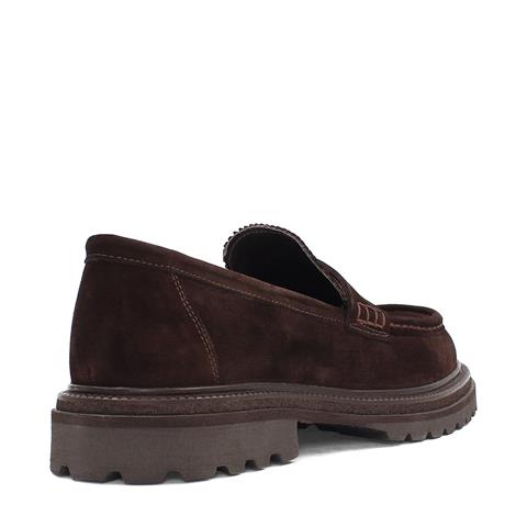 Erkek Kahverengi Kalın Tabanlı Süet Deri Loafer