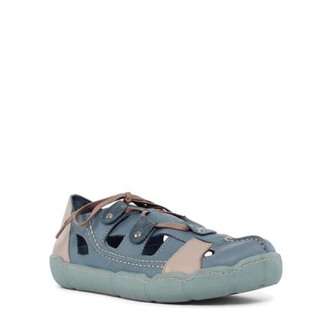 Kadın Mavi Bağcıklı Deri Ayakkabı