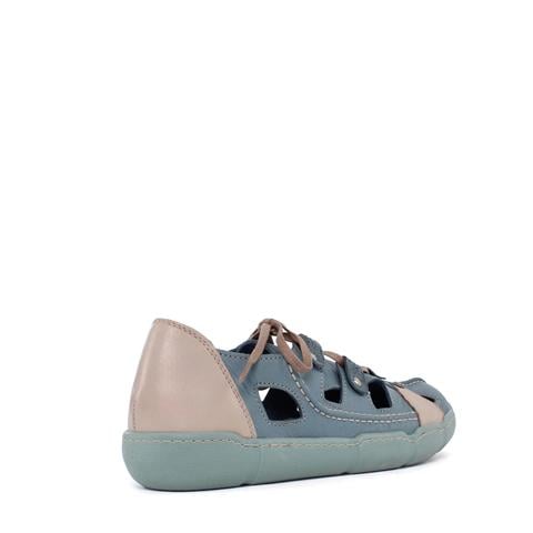 Kadın Mavi Bağcıklı Deri Ayakkabı