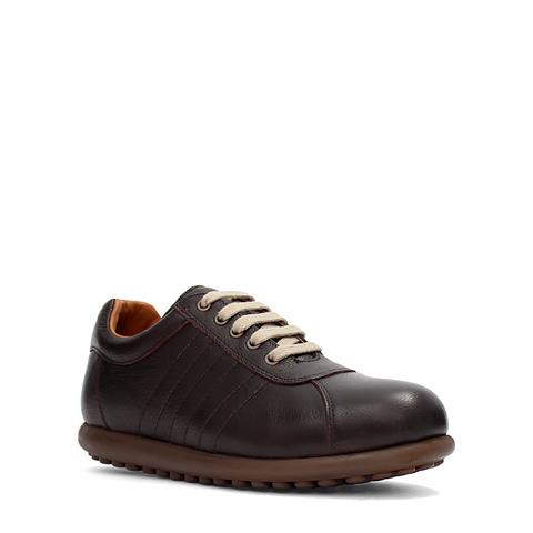 Erkek Koyu Kahverengi Bağcıklı Deri Sneaker