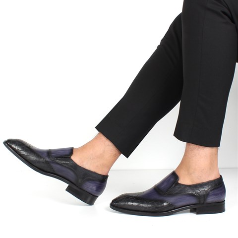 Erkek Lacivert Deri Loafer