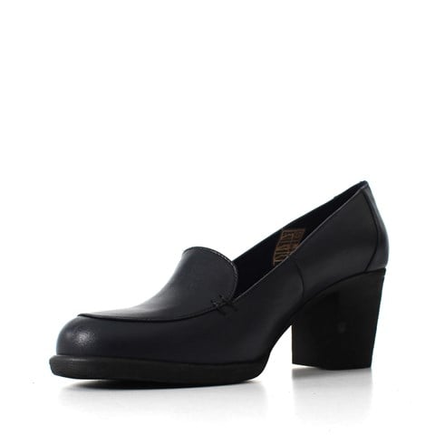 Kadın Lacivert Kalın Topuklu Deri Klasik Ayakkabı