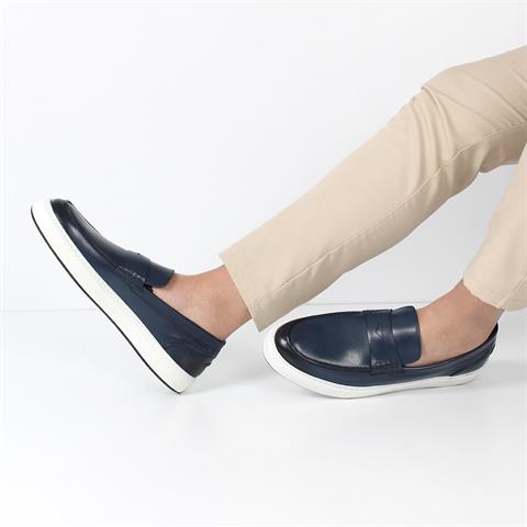 Erkek Lacivert Deri Loafer