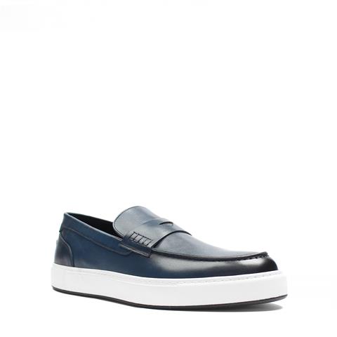 Erkek Lacivert Deri Loafer