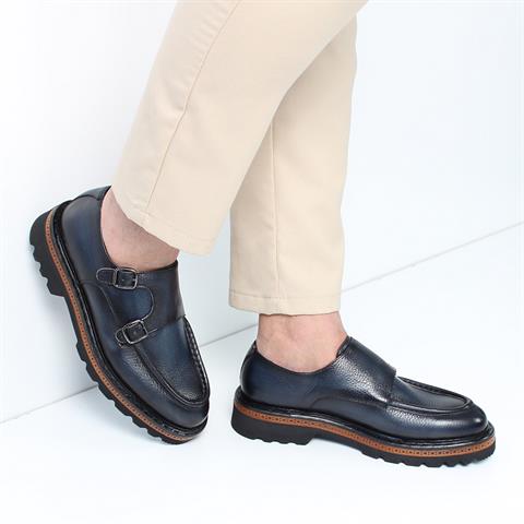 Erkek Lacivert Deri Loafer