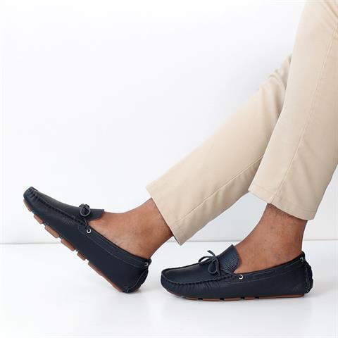 Erkek Lacivert Deri Loafer