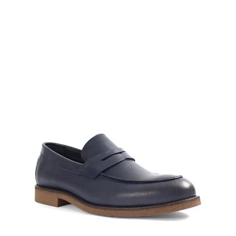 Erkek Lacivert Deri Loafer