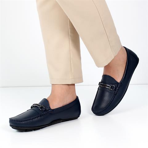 Erkek Lacivert Deri Loafer