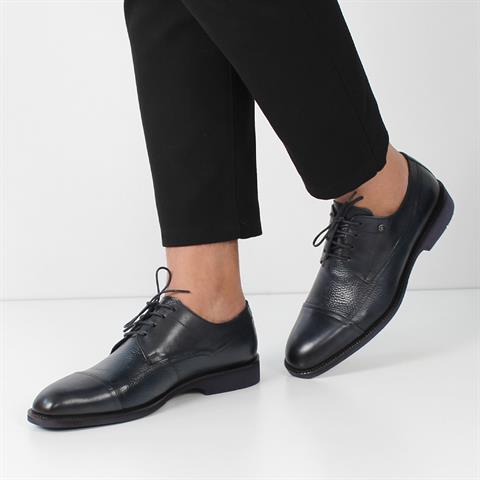 Erkek Lacivert Bağcıklı Deri Klasik Ayakkabı