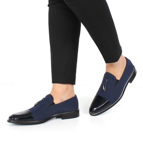 Erkek Lacivert Saten Klasik Ayakkabı