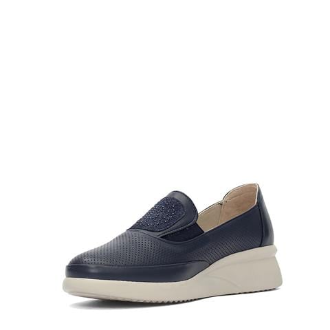 Kadın Lacivert Dolgu Topuklu Deri Ayakkabı