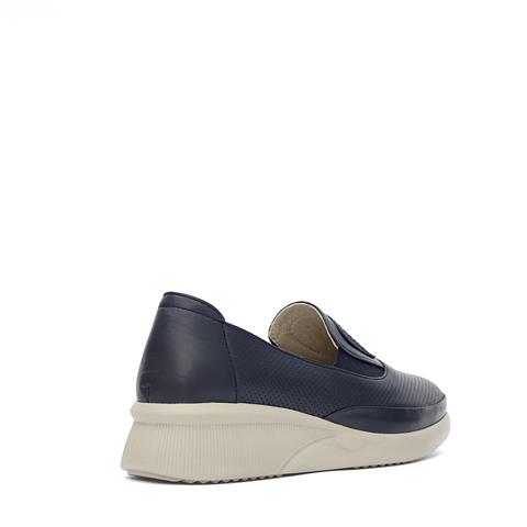 Kadın Lacivert Dolgu Topuklu Deri Ayakkabı