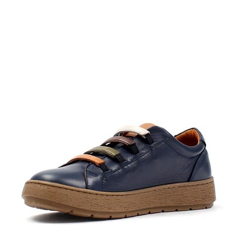 Kadın Lacivert Bağcıklı Kalın Tabanlı Deri Ayakkabı