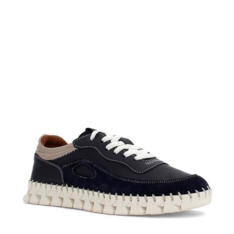 Kadın Lacivert Bağcıklı Dikiş Detaylı Süet Deri Sneaker