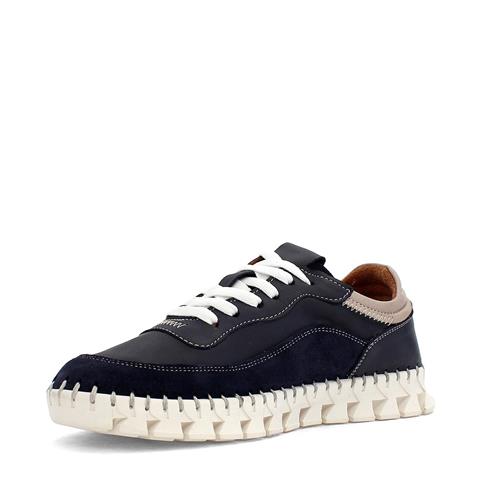 Kadın Lacivert Bağcıklı Dikiş Detaylı Süet Deri Sneaker