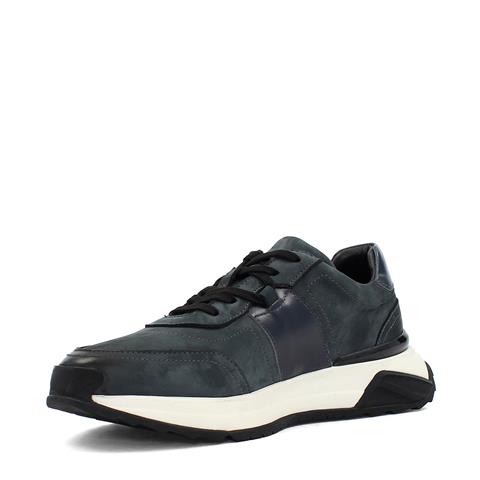 Erkek Lacivert Bağcıklı Kalın Tabanlı Nubuk Deri Sneaker