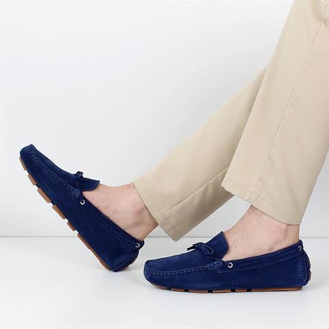 Erkek Lacivert Süet Deri Loafer