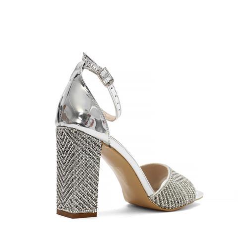 Kadın Lame Taşlı Kalın Topuklu Abiye Ayakkabı