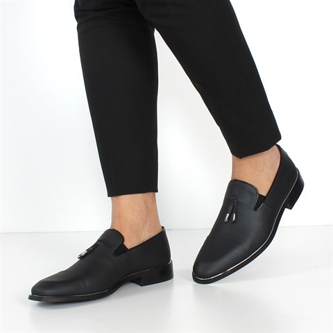 Erkek Mat Siyah Deri Klasik Ayakkabı