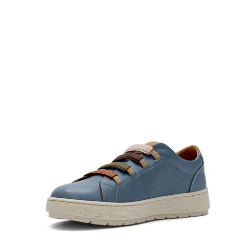 Kadın Mavi Bağcıklı Kalın Tabanlı Deri Ayakkabı