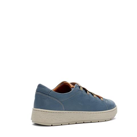 Kadın Mavi Bağcıklı Kalın Tabanlı Deri Ayakkabı