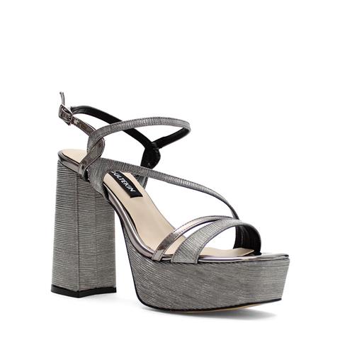 Kadın Platin Parlak Platform Topuklu Abiye Ayakkabı