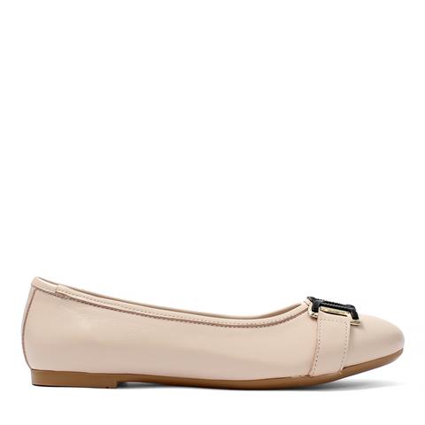 Kadın Pudra Tokalı Deri Babet