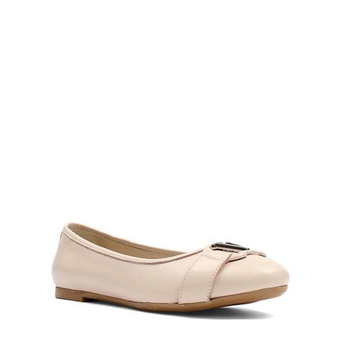 Kadın Pudra Tokalı Deri Babet