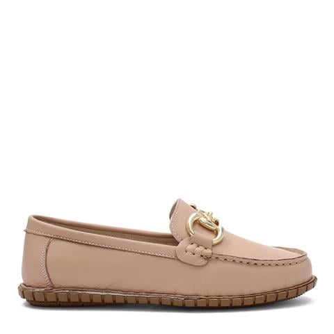 Kadın Pudra Tokalı Deri Babet