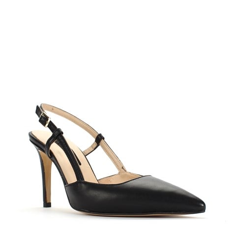 Kadın Siyah İnce Topuklu Deri Klasik Ayakkabı