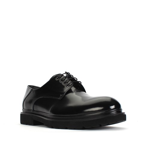 Erkek Siyah Bağcıklı Açma Deri Günlük Ayakkabı