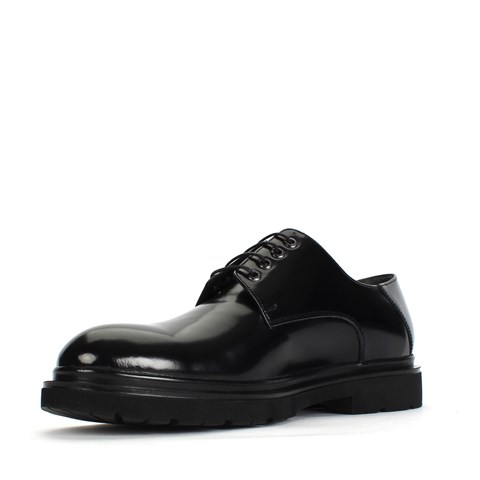 Erkek Siyah Bağcıklı Açma Deri Günlük Ayakkabı