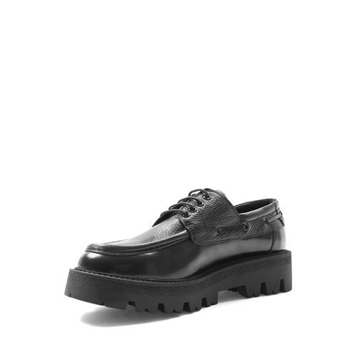 Erkek Siyah Bağcıklı Kalın Tabanlı Açma Deri Günlük Ayakkabı