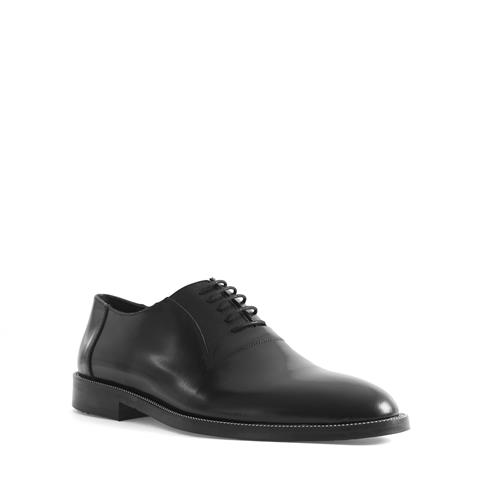 Erkek Siyah Bağcıklı Açma Deri Klasik Ayakkabı