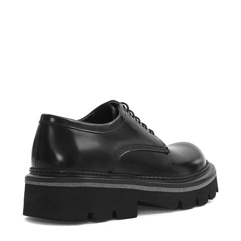 Erkek Siyah Bağcıklı Kalın Tabanlı Açma Deri Günlük Ayakkabı